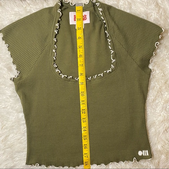 SOLID & STRIPED Green Ribbed Cropped Tee NEW Sz M - Picture 10 of 12